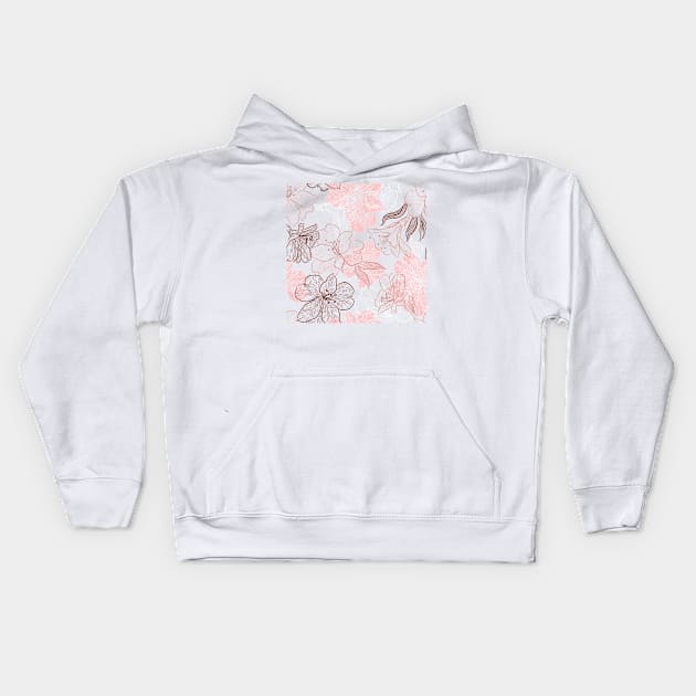 Pink Flowers Pattern Kids Hoodie by Alexander S.